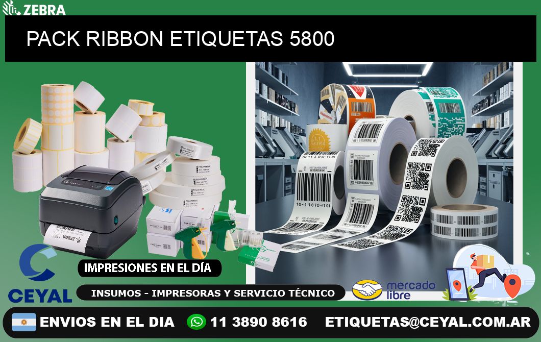 PACK RIBBON ETIQUETAS 5800