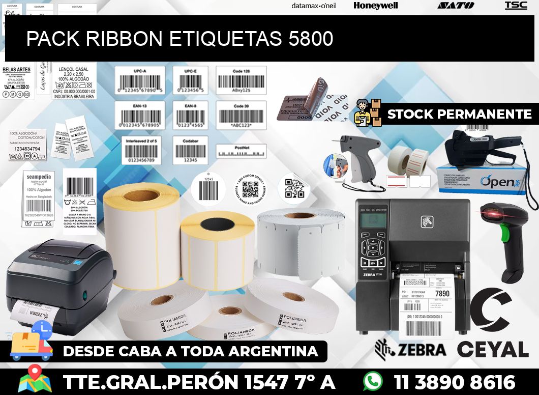 PACK RIBBON ETIQUETAS 5800