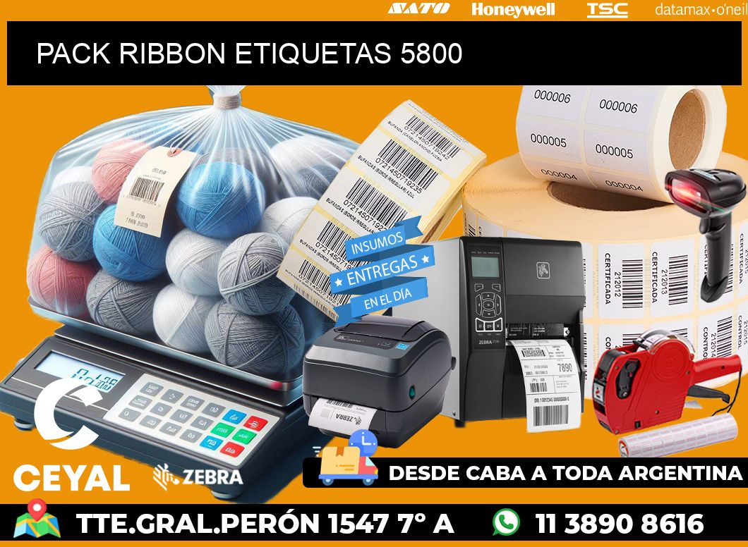 PACK RIBBON ETIQUETAS 5800