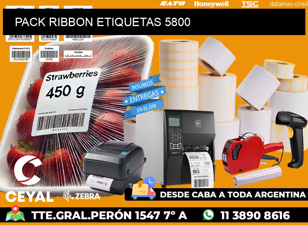 PACK RIBBON ETIQUETAS 5800