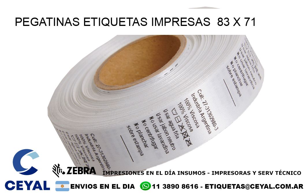 PEGATINAS ETIQUETAS IMPRESAS 83 x 71