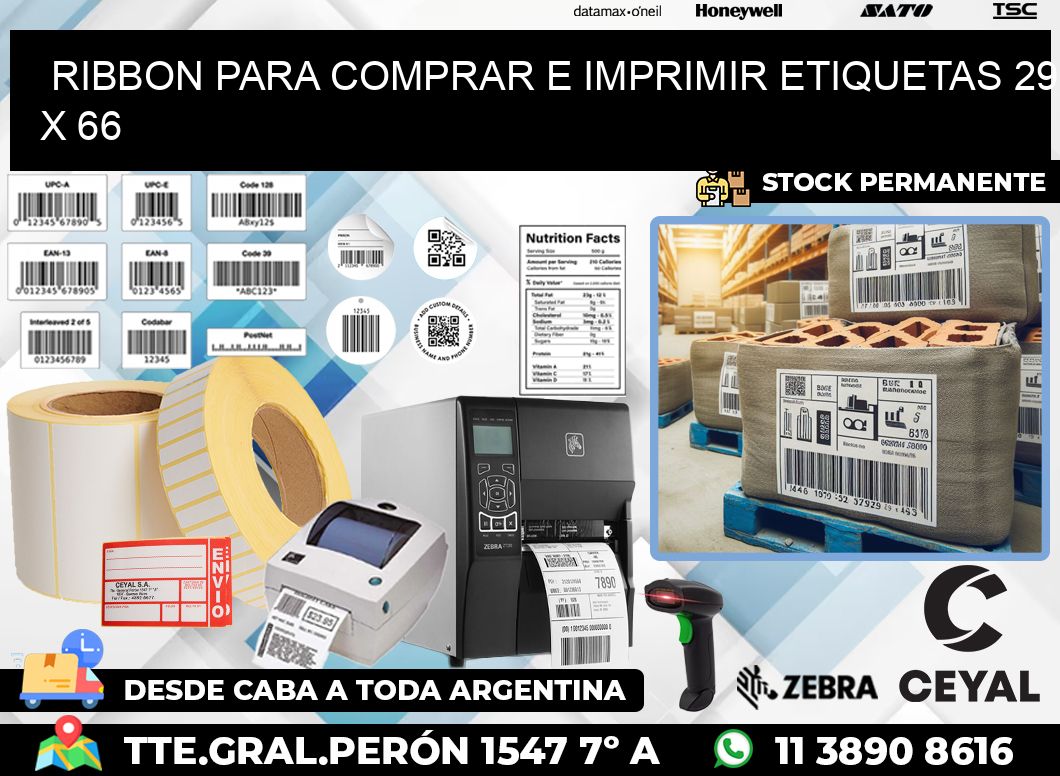 RIBBON PARA COMPRAR E IMPRIMIR ETIQUETAS 29 x 66