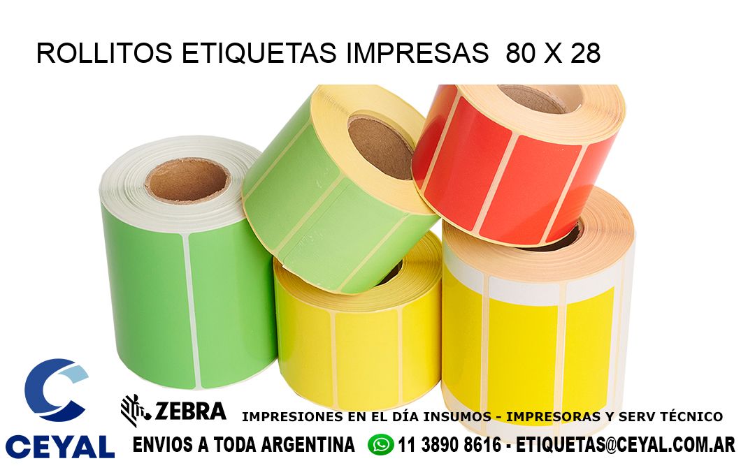 ROLLITOS ETIQUETAS IMPRESAS 80 x 28