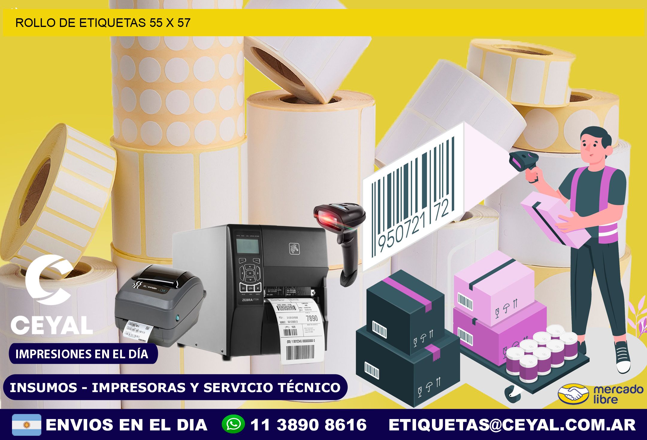 ROLLO DE ETIQUETAS 55 x 57