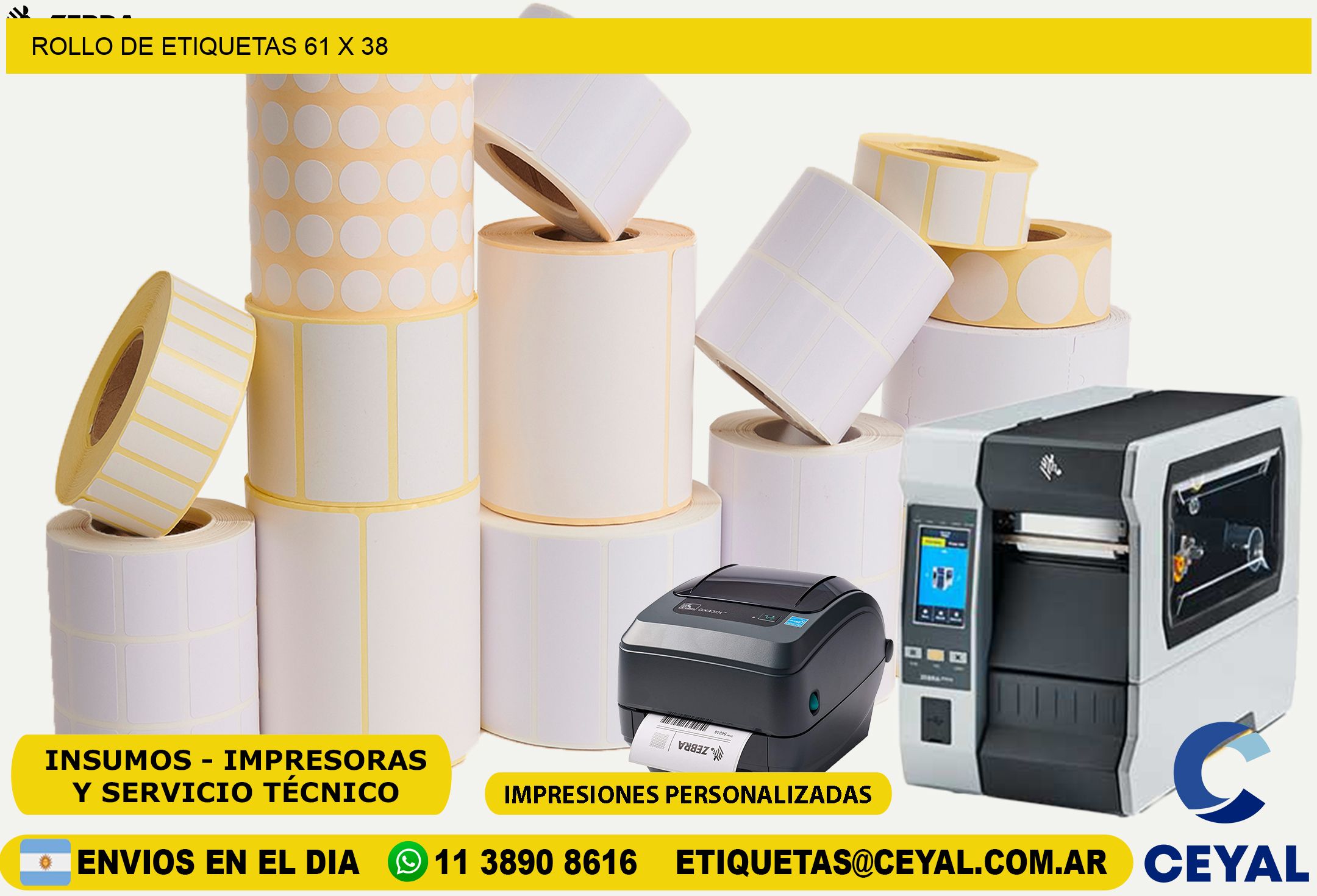 ROLLO DE ETIQUETAS 61 x 38
