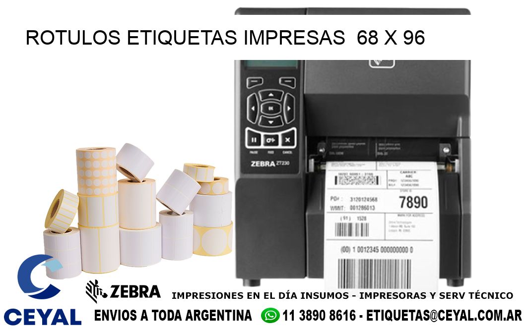 ROTULOS ETIQUETAS IMPRESAS  68 x 96