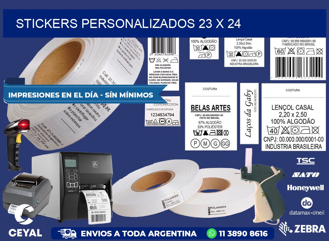 STICKERS PERSONALIZADOS 23 x 24