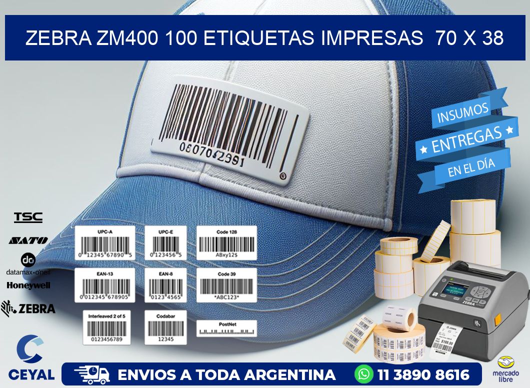ZEBRA ZM400 100 ETIQUETAS IMPRESAS 70 x 38