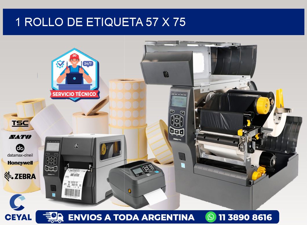 1 ROLLO DE ETIQUETA 57 x 75