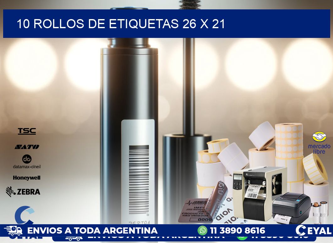 10 ROLLOS DE ETIQUETAS 26 x 21