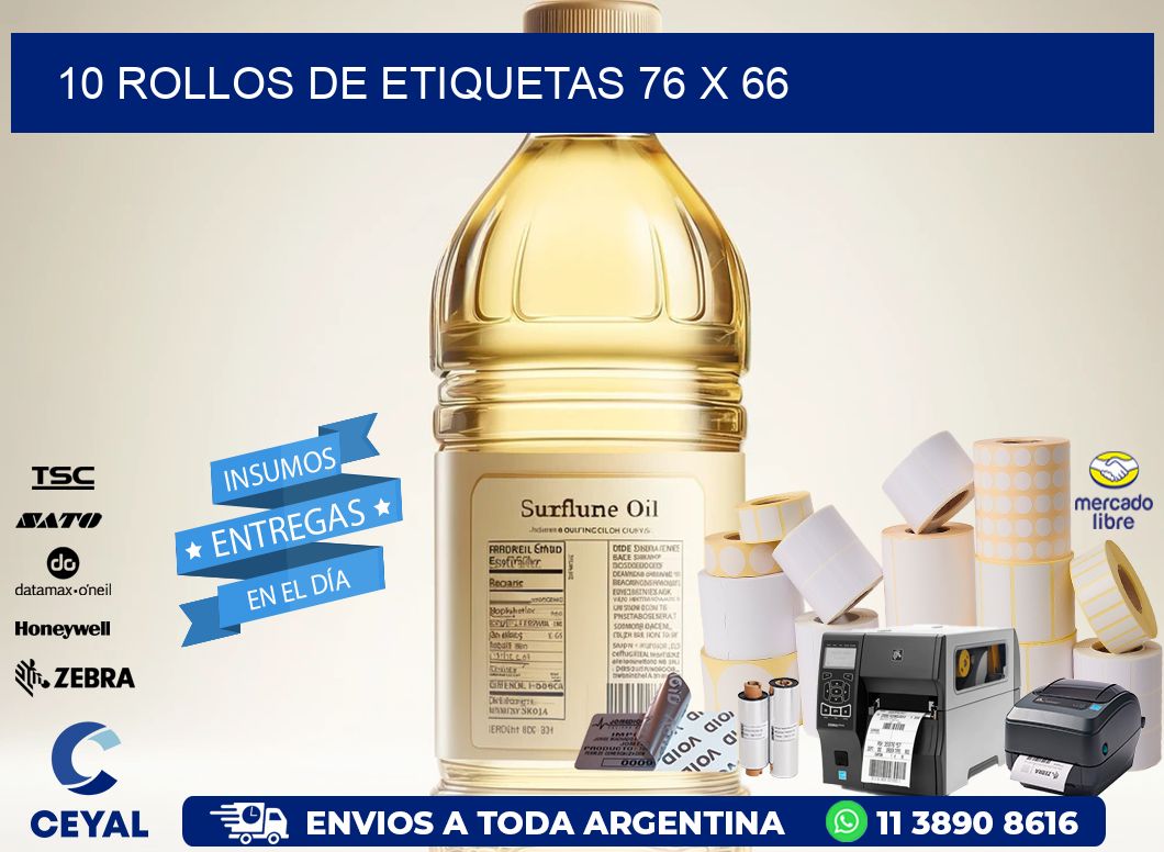 10 ROLLOS DE ETIQUETAS 76 x 66