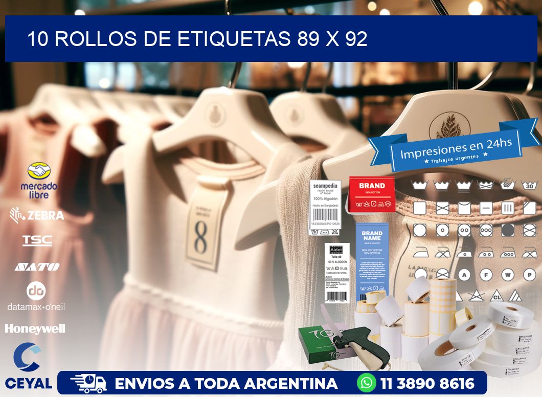 10 ROLLOS DE ETIQUETAS 89 x 92