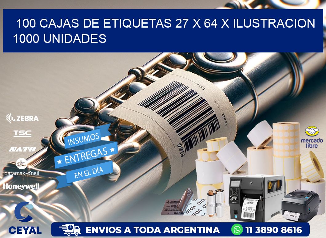 100 CAJAS DE ETIQUETAS 27 x 64 X ILUSTRACION 1000 UNIDADES