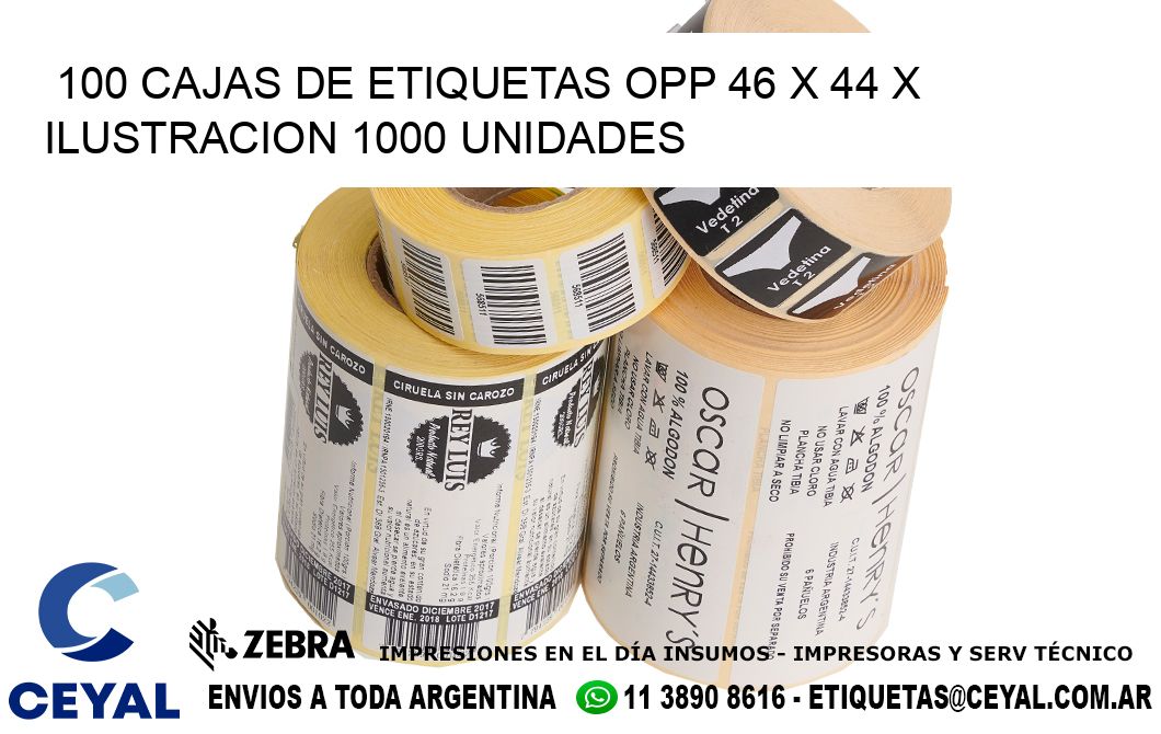 100 CAJAS DE ETIQUETAS OPP 46 x 44 X ILUSTRACION 1000 UNIDADES