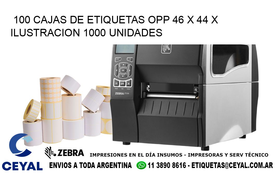 100 CAJAS DE ETIQUETAS OPP 46 x 44 X ILUSTRACION 1000 UNIDADES