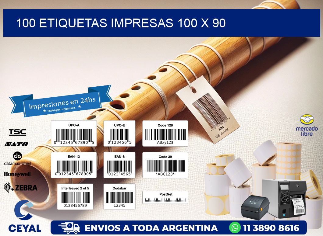 100 ETIQUETAS IMPRESAS 100 x 90