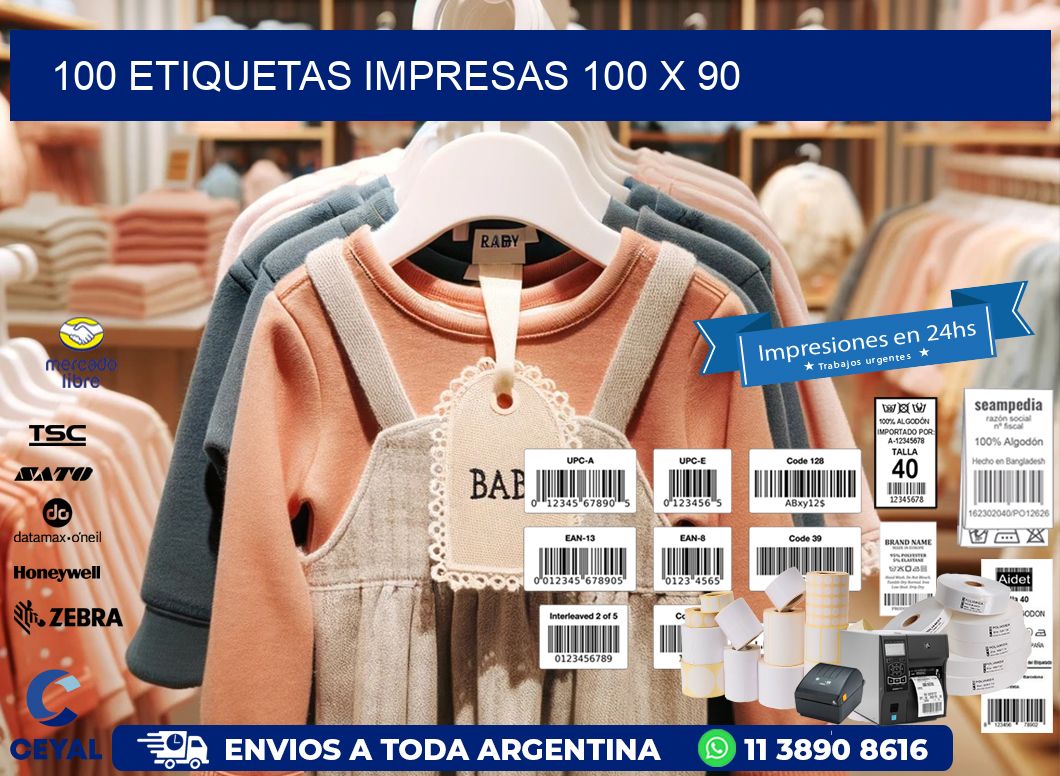 100 ETIQUETAS IMPRESAS 100 x 90