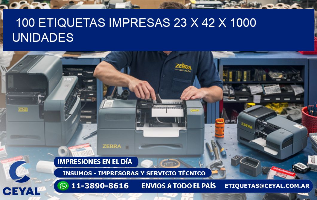 100 ETIQUETAS IMPRESAS 23 x 42 X 1000 UNIDADES