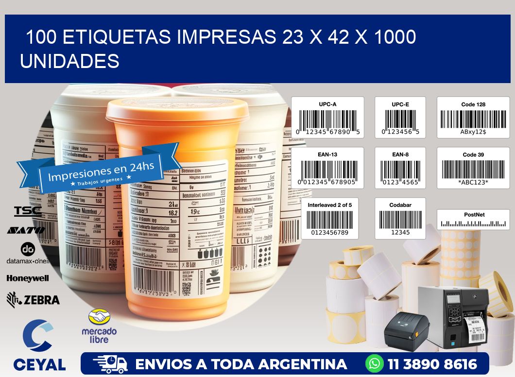 100 ETIQUETAS IMPRESAS 23 x 42 X 1000 UNIDADES