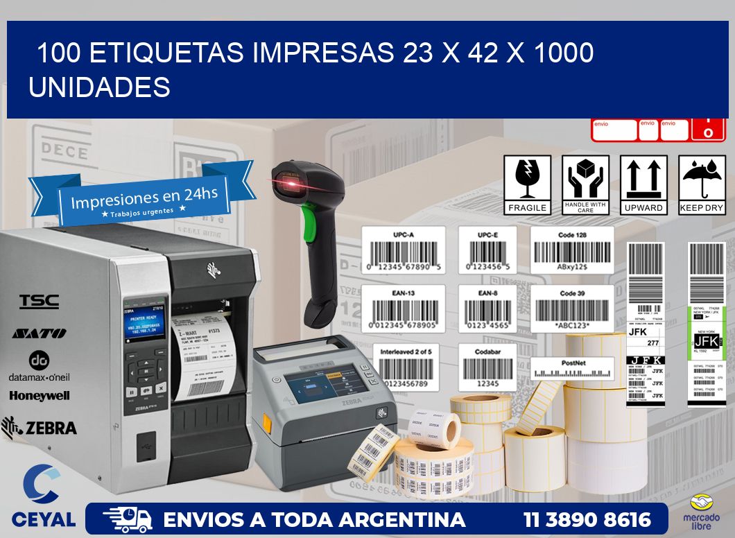 100 ETIQUETAS IMPRESAS 23 x 42 X 1000 UNIDADES