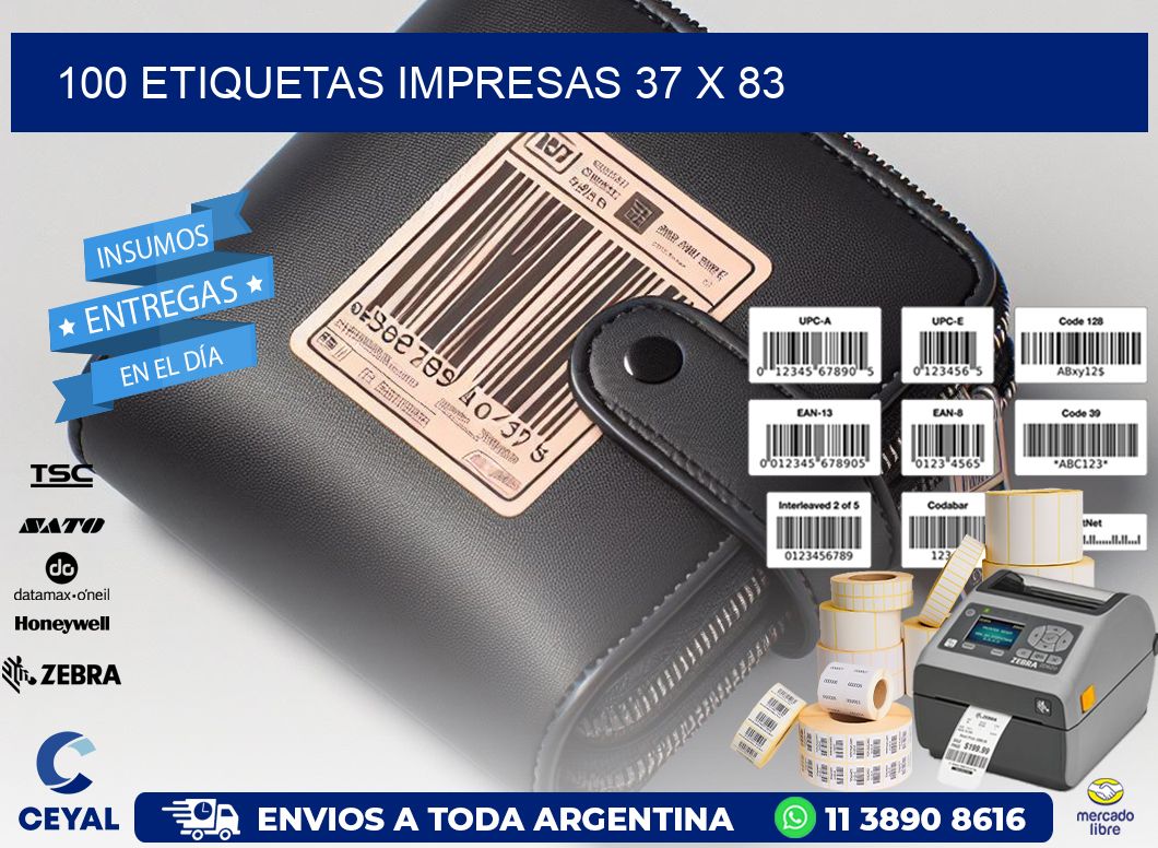 100 ETIQUETAS IMPRESAS 37 x 83