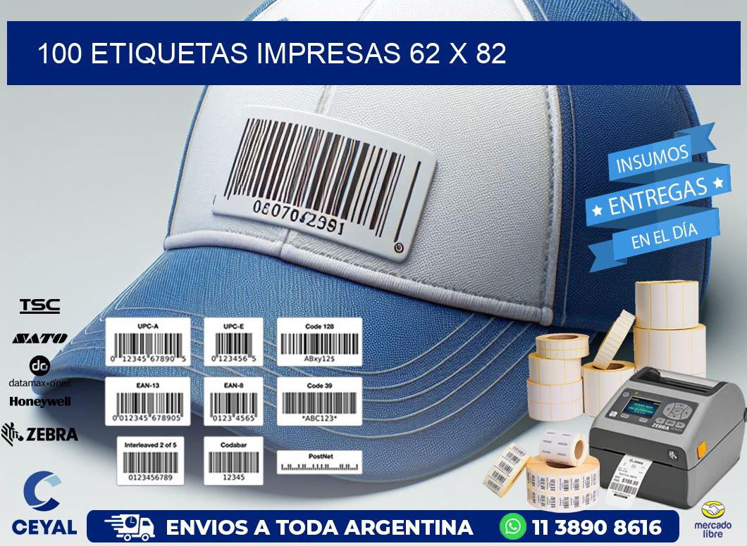 100 ETIQUETAS IMPRESAS 62 x 82