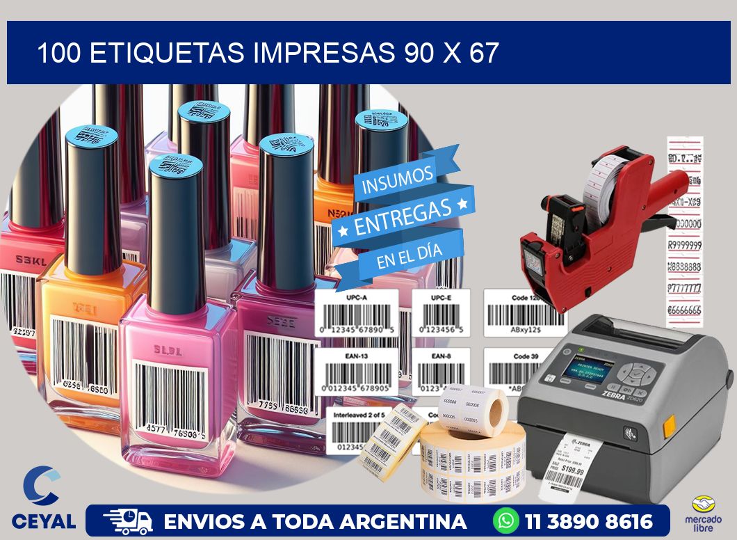 100 ETIQUETAS IMPRESAS 90 x 67