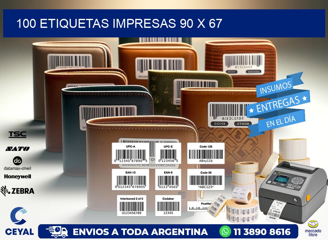 100 ETIQUETAS IMPRESAS 90 x 67