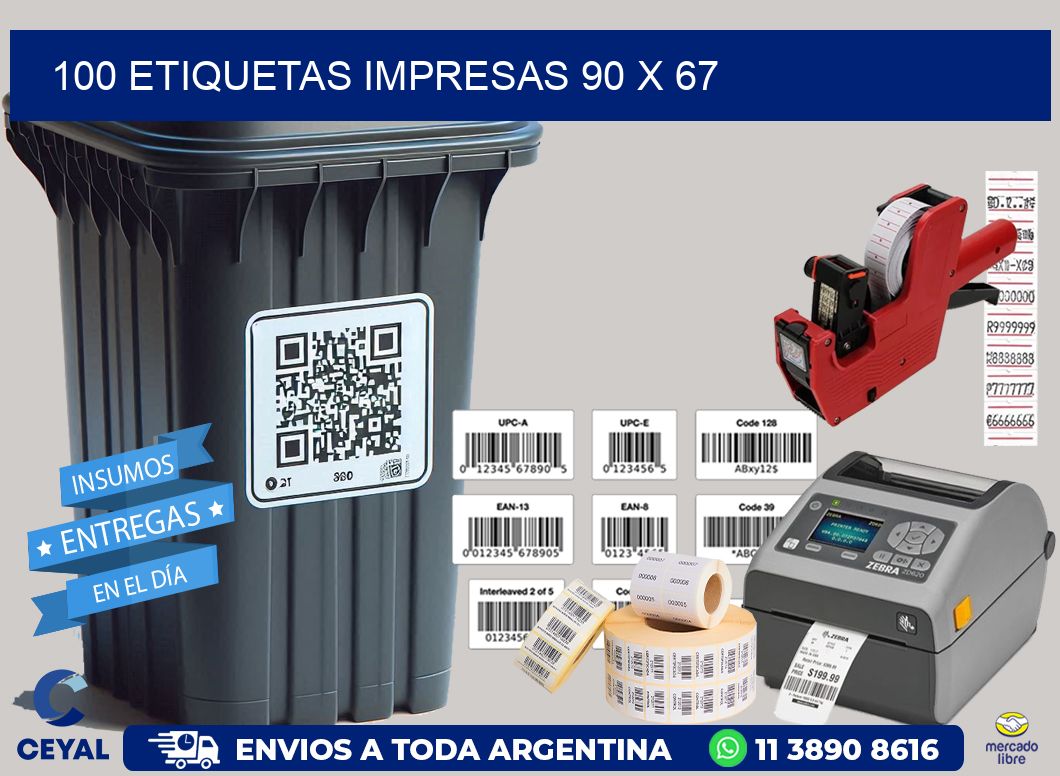 100 ETIQUETAS IMPRESAS 90 x 67