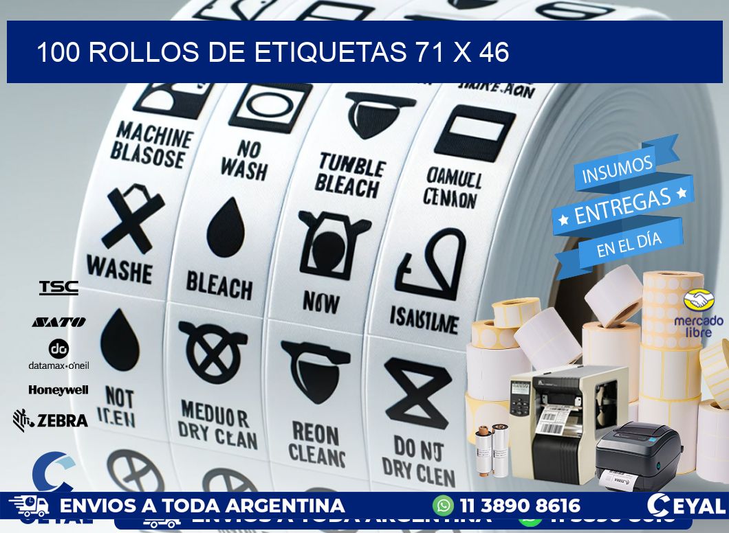 100 ROLLOS DE ETIQUETAS 71 x 46