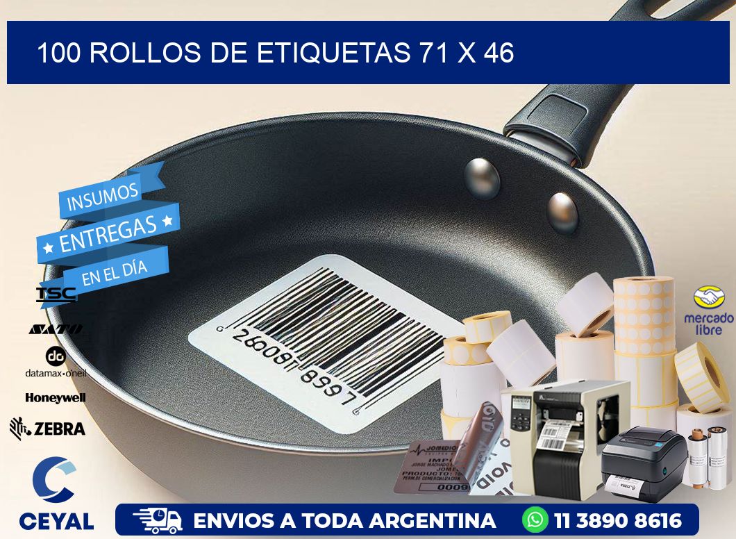 100 ROLLOS DE ETIQUETAS 71 x 46