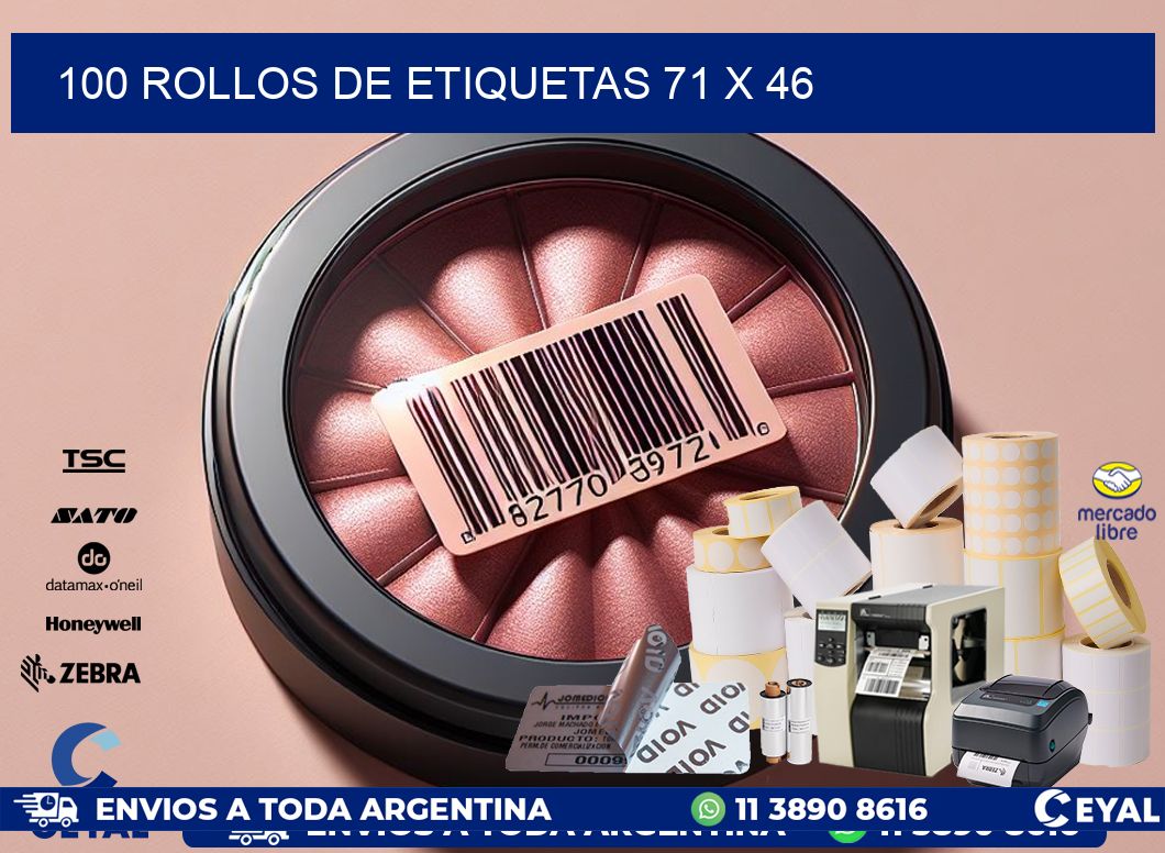100 ROLLOS DE ETIQUETAS 71 x 46