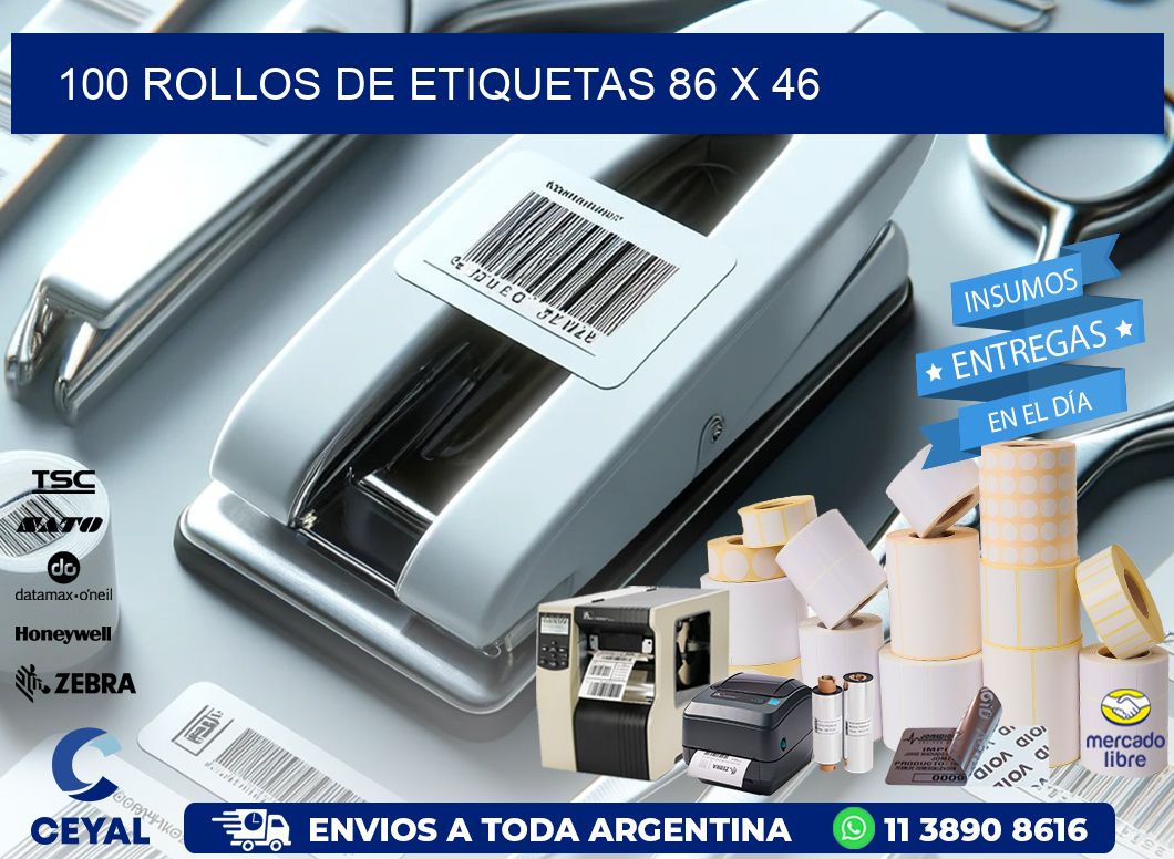 100 ROLLOS DE ETIQUETAS 86 x 46