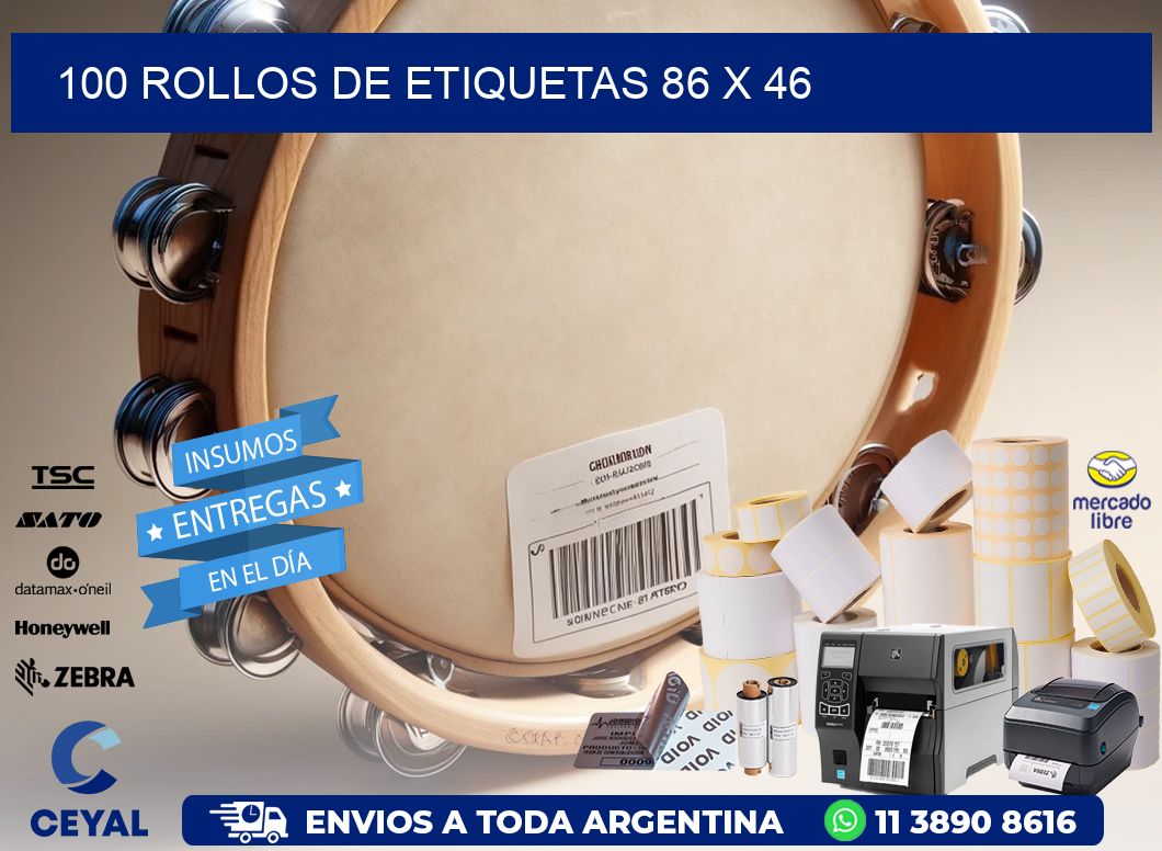 100 ROLLOS DE ETIQUETAS 86 x 46