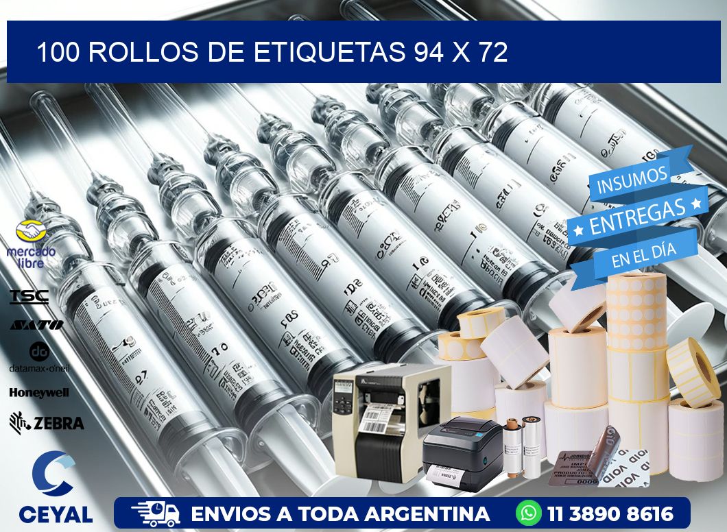 100 ROLLOS DE ETIQUETAS 94 x 72