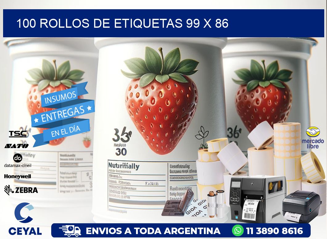 100 ROLLOS DE ETIQUETAS 99 x 86