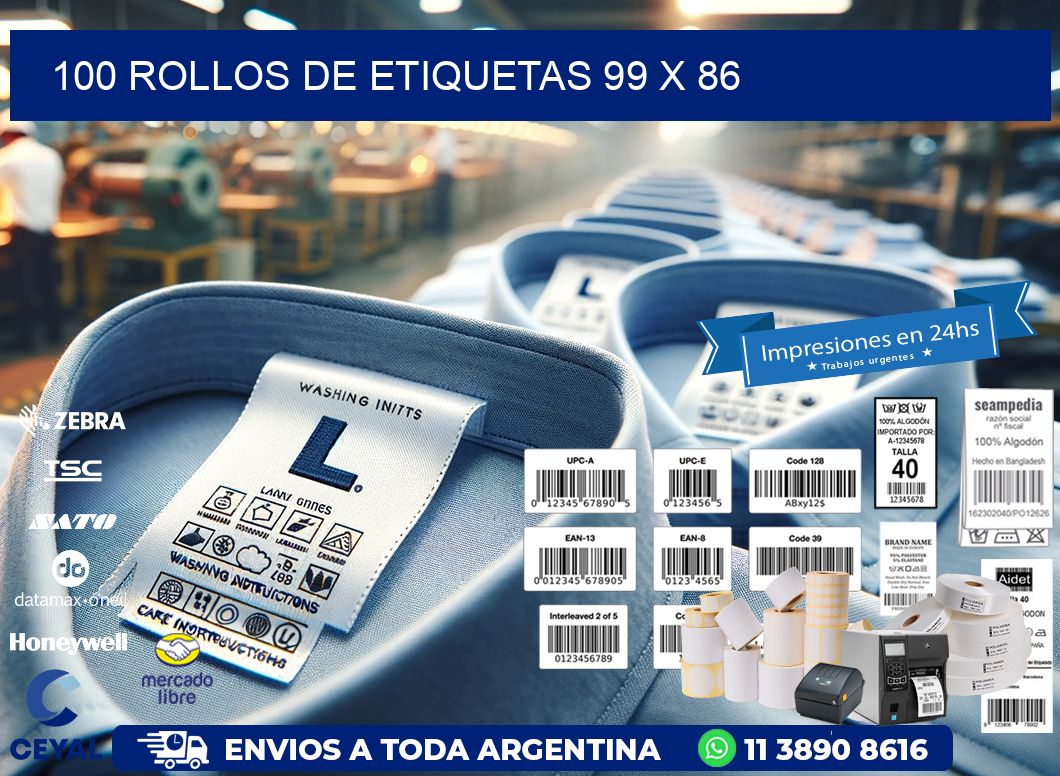 100 ROLLOS DE ETIQUETAS 99 x 86