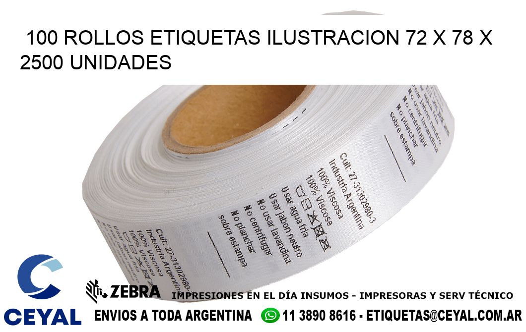 100 ROLLOS ETIQUETAS ILUSTRACION 72 x 78 X 2500 UNIDADES