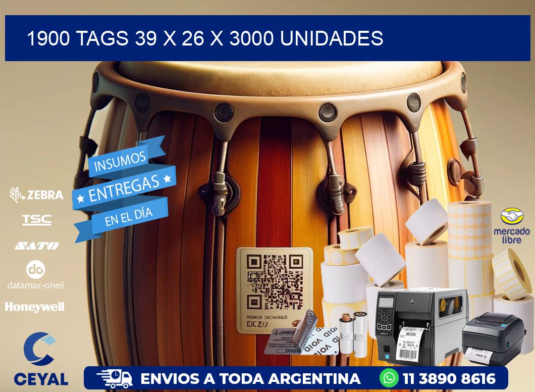 1900 TAGS 39 x 26 X 3000 UNIDADES