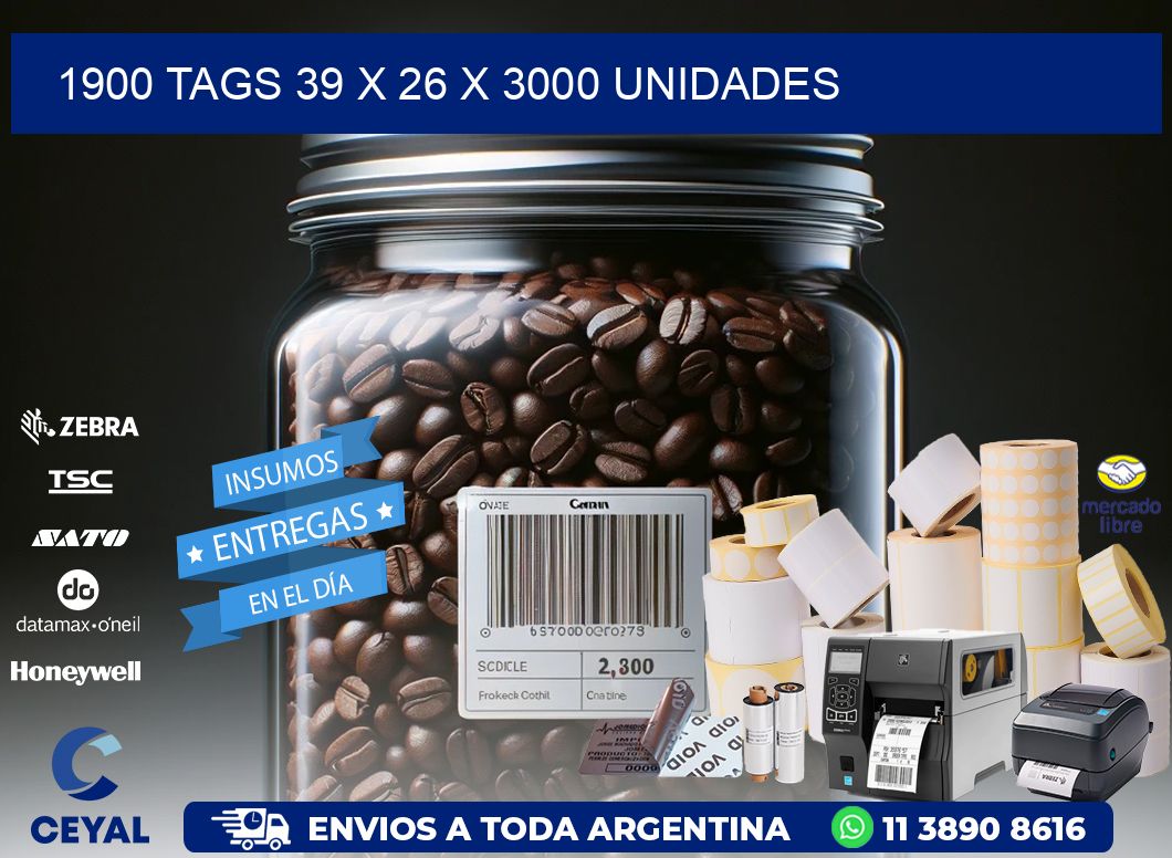 1900 TAGS 39 x 26 X 3000 UNIDADES