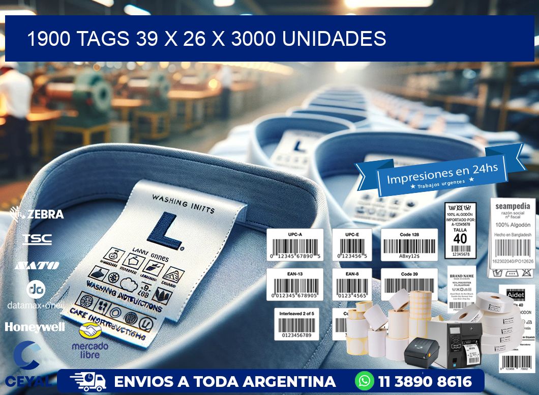 1900 TAGS 39 x 26 X 3000 UNIDADES