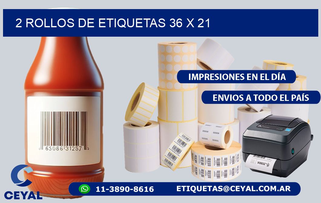 2 ROLLOS DE ETIQUETAS 36 x 21