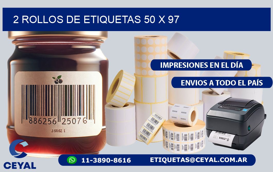2 ROLLOS DE ETIQUETAS 50 x 97