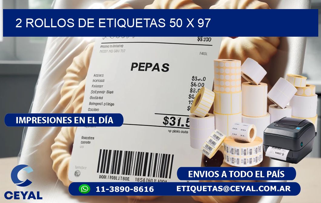 2 ROLLOS DE ETIQUETAS 50 x 97