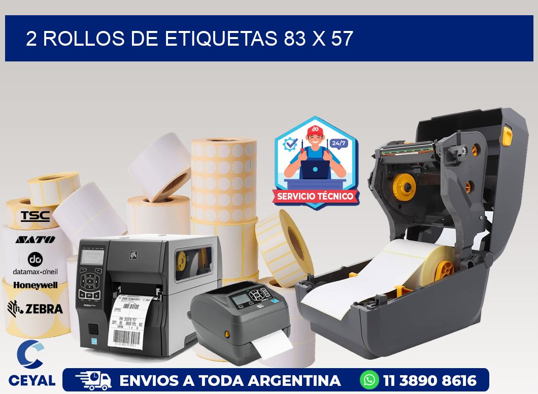 2 ROLLOS DE ETIQUETAS 83 x 57