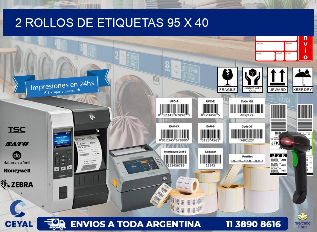 2 ROLLOS DE ETIQUETAS 95 x 40