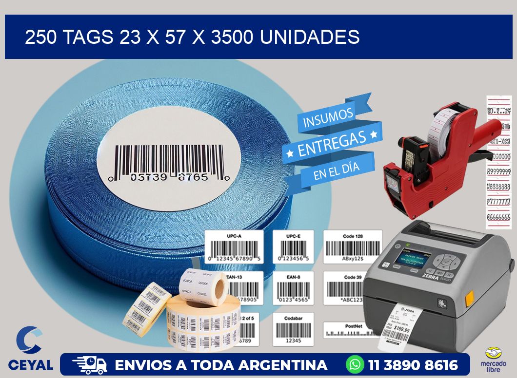 250 TAGS 23 x 57 X 3500 UNIDADES