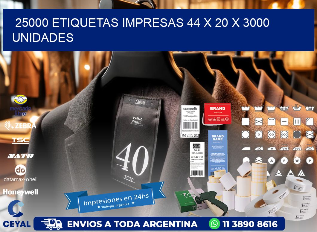 25000 ETIQUETAS IMPRESAS 44 x 20 X 3000 UNIDADES
