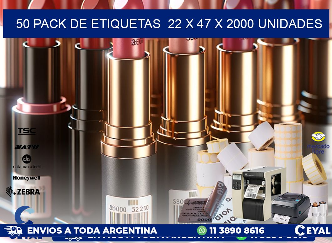 50 PACK DE ETIQUETAS  22 x 47 X 2000 UNIDADES