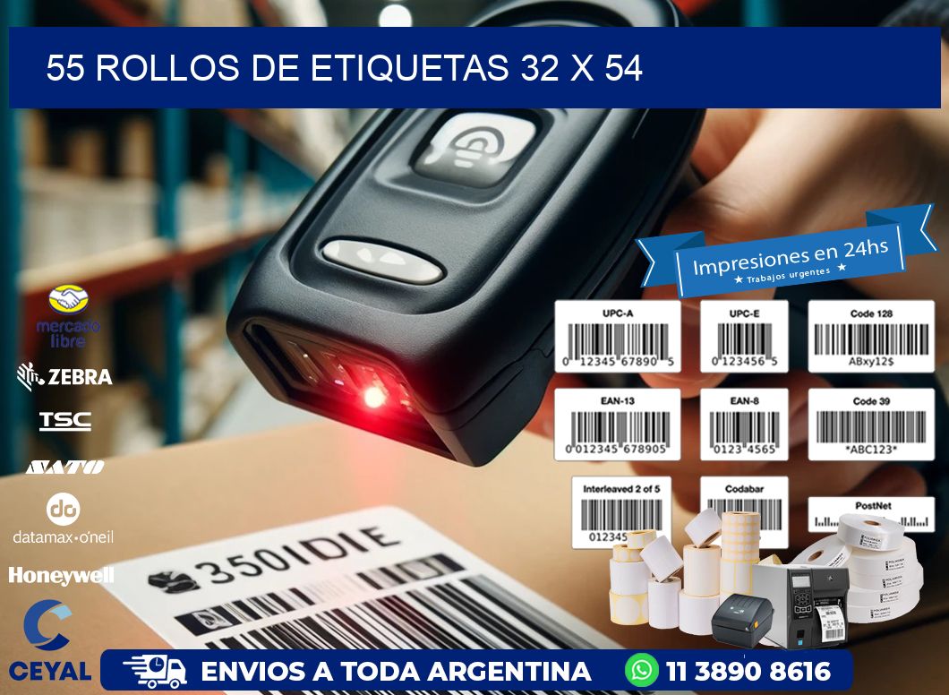 55 ROLLOS DE ETIQUETAS 32 x 54